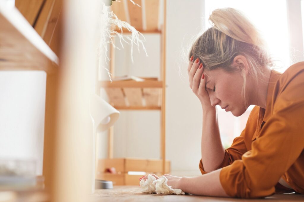 Young woman being grieving