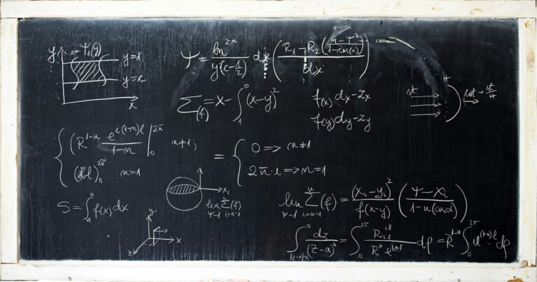 Beautiful mathematical seamless pattern with algebra equations, figures and plots.