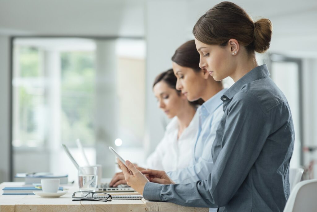 Efficient business women working together