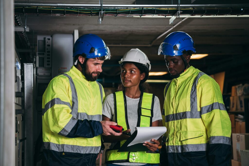 Engineers inspected the electrical switchboard and verified the operational voltage range.