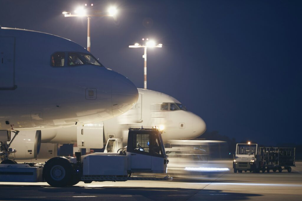 Preparation of airplanes at airport