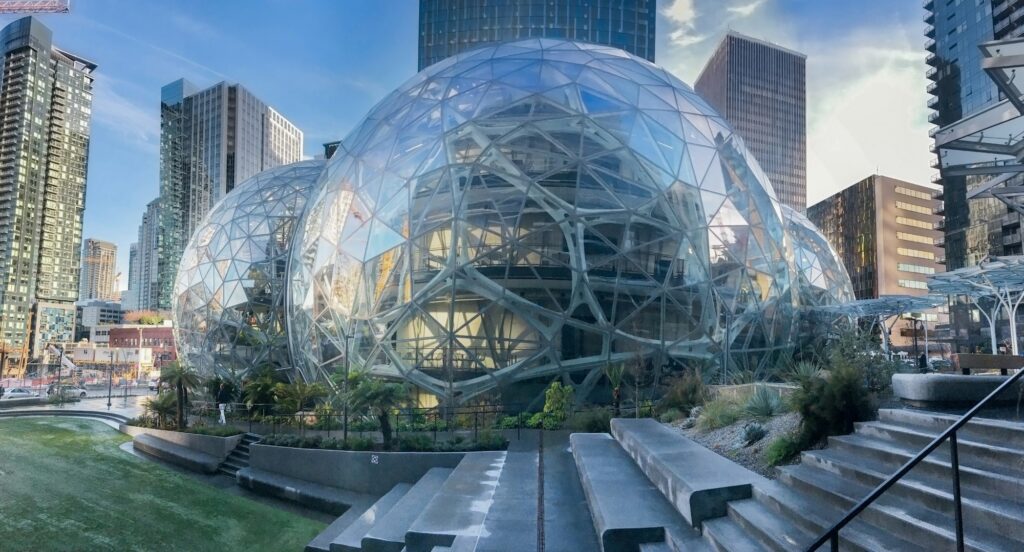 Steps at Amazon Spheres in downtown Seattle.