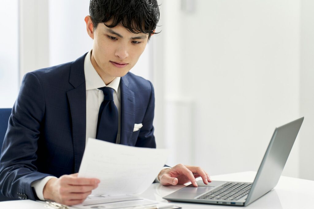 Businessman checking the contents of documents