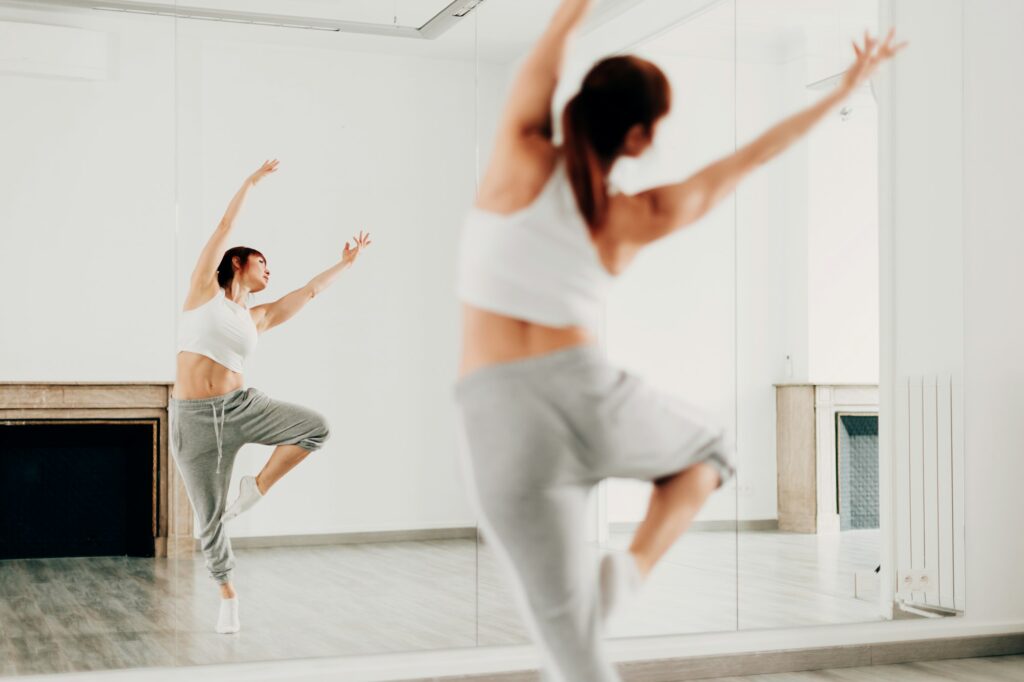 female dancer training in room