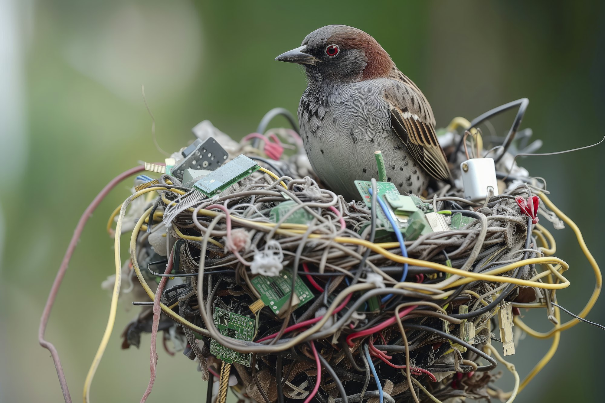 nature meets tech: bird's e waste nest