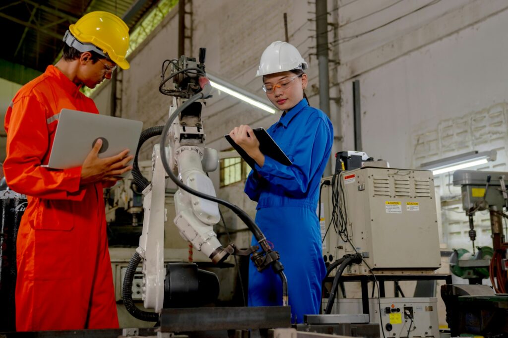 Robot arms in factory