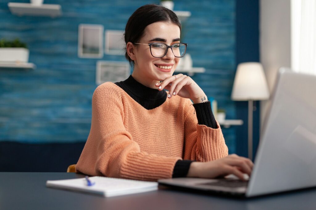 Student browsing on internet management information for university exam