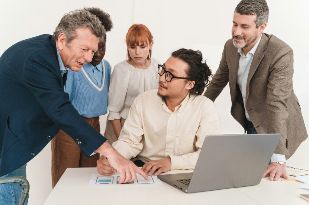 Business Team Analyzing App Mockup