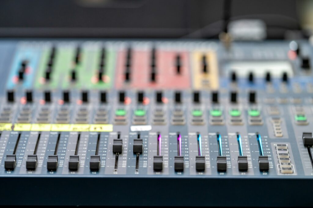 detail digital audio mixer for mixing sound, voice and music at parties, discotheques and events