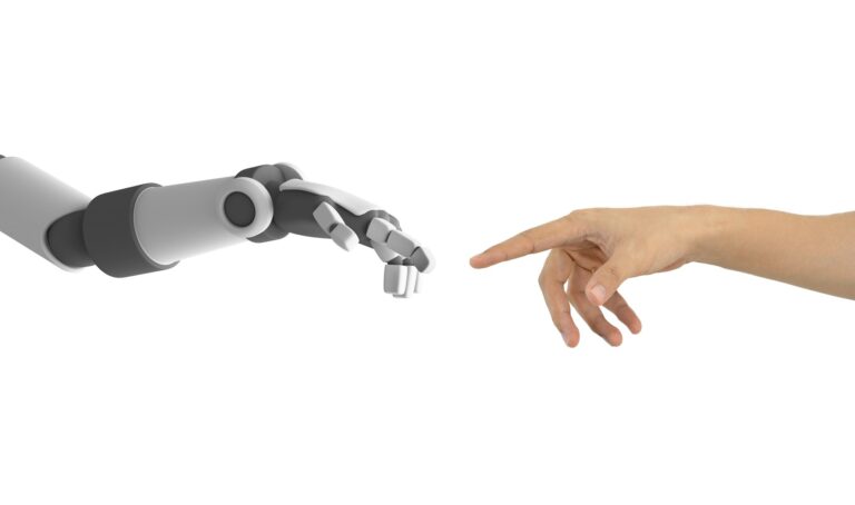 Human hand and robot