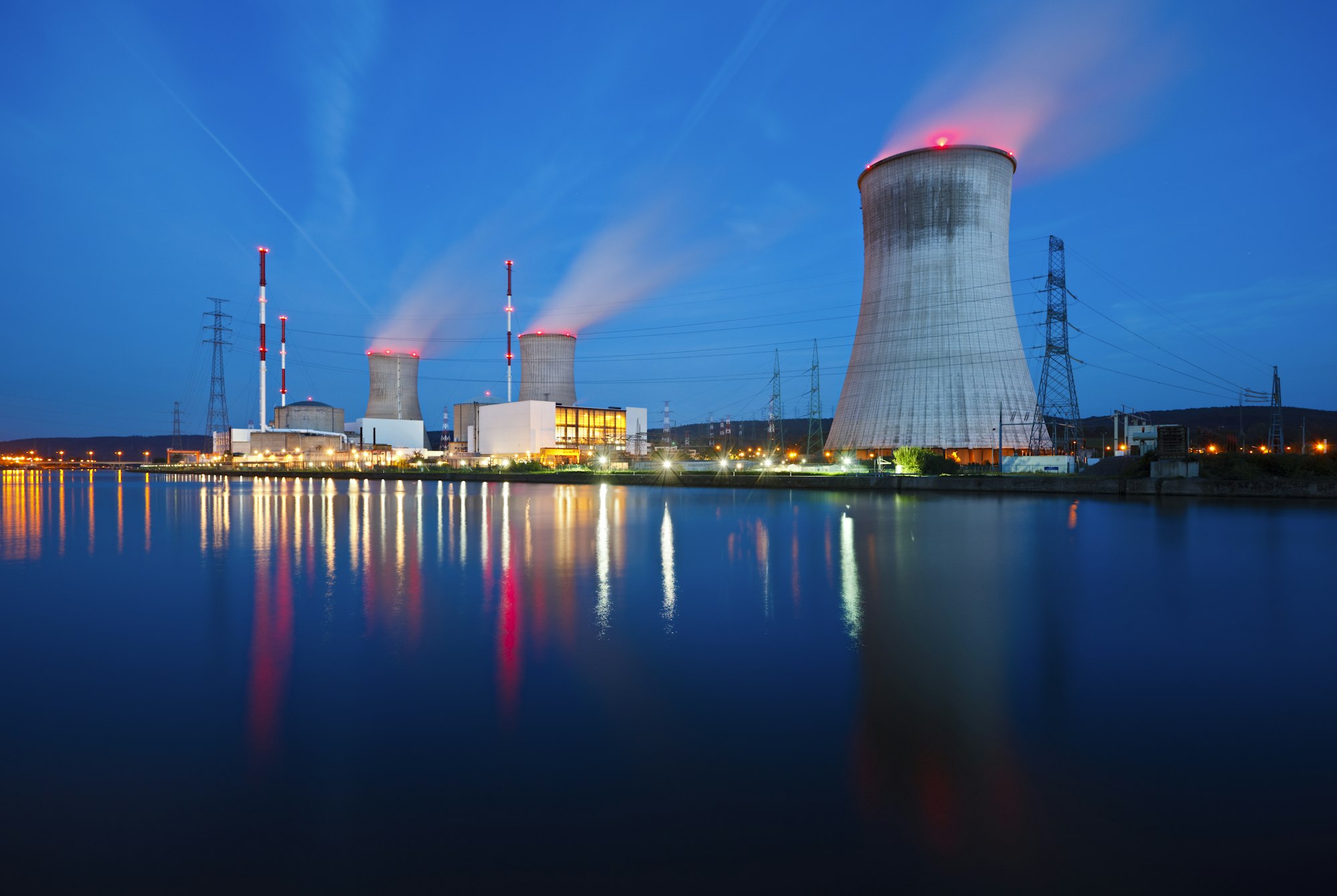 Nuclear Power Station At Night