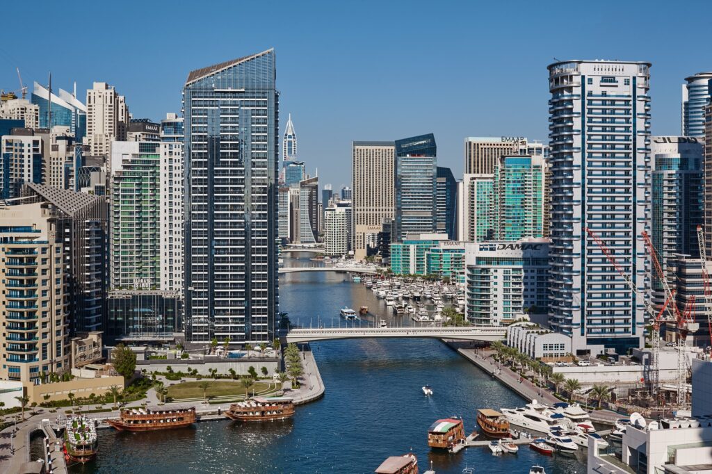 Dubai, UAE, November 2019 Beautiful view of the Marina Dubai canal