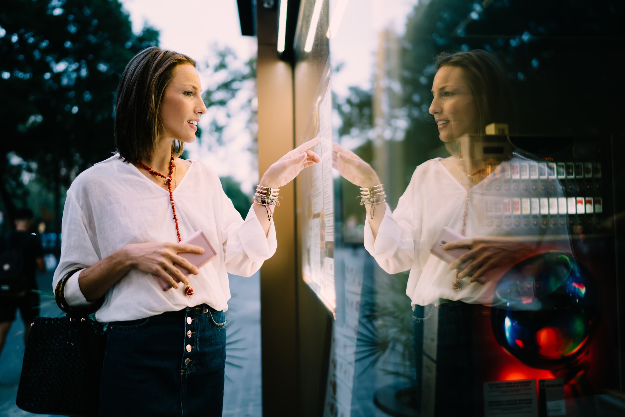 Female touching screen for self consulting at electronic system using advanced technology