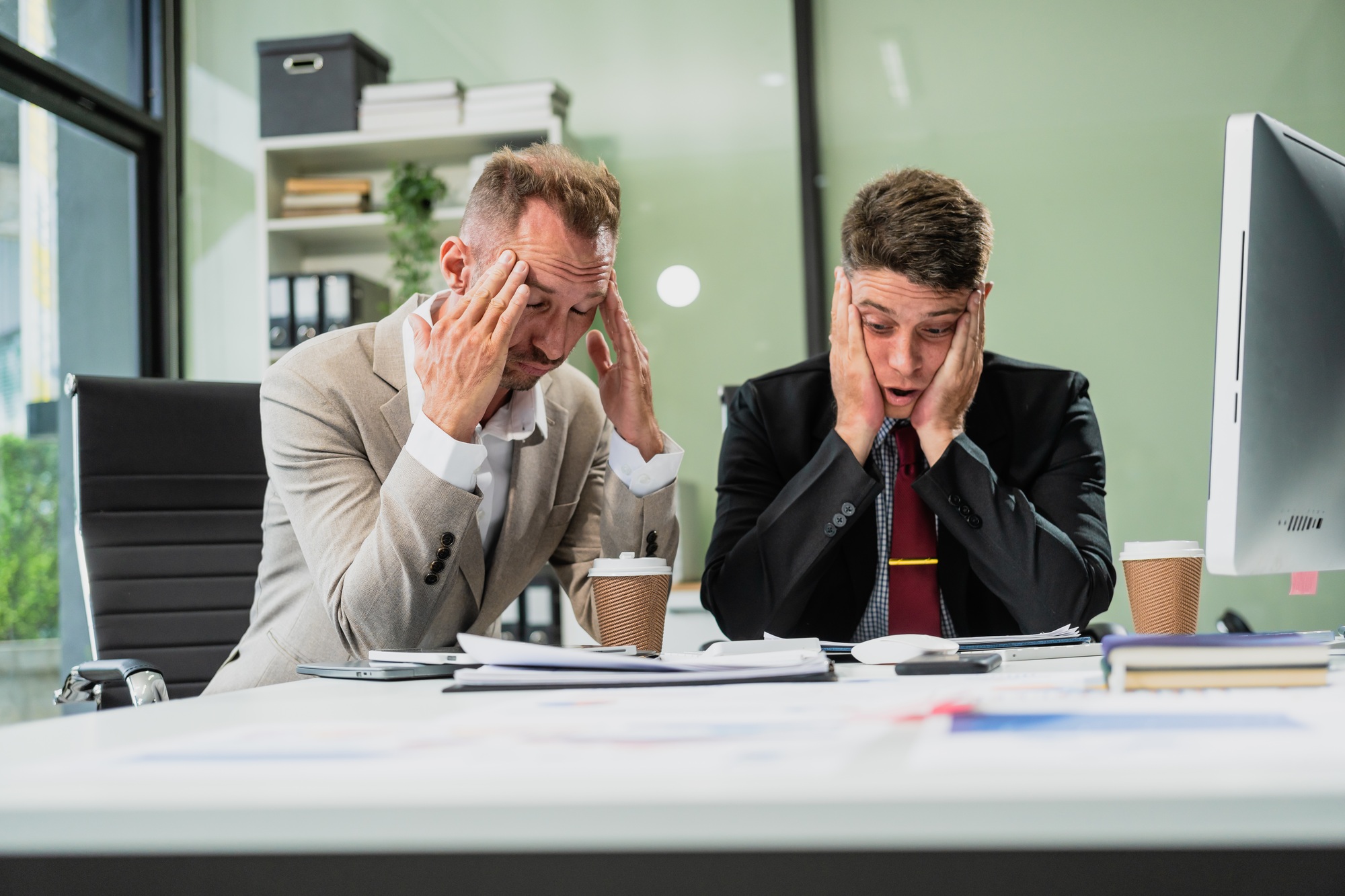 New AI Political Storm in Italy Will Crack Down on Racist AI Propaganda caucasian middle aged male businessperson an italian accountant are seated at a desk, engaging