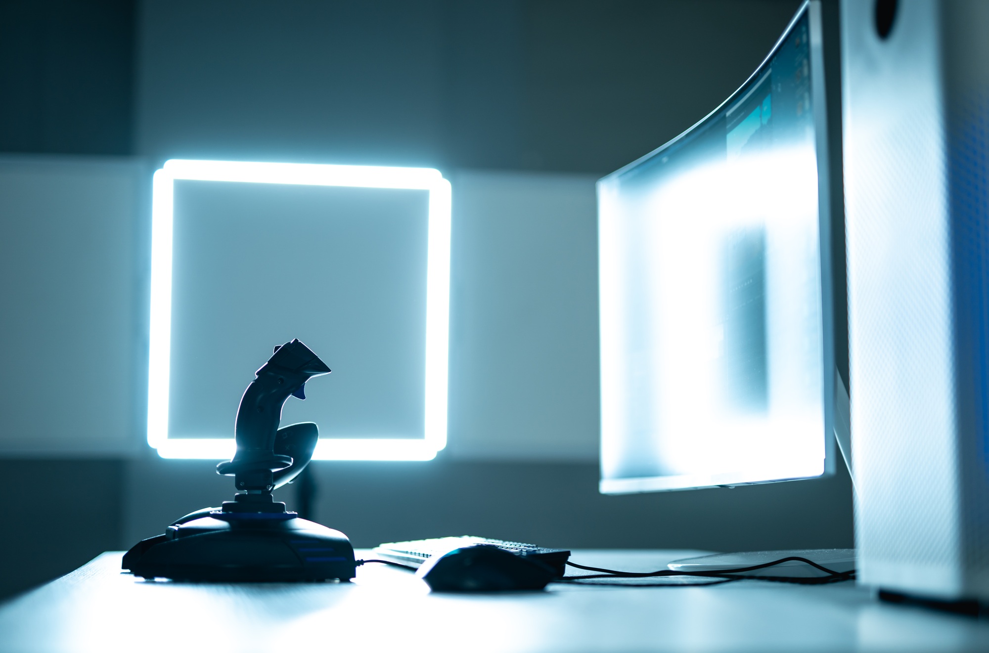 the desktop for video gaming on the illuminated background