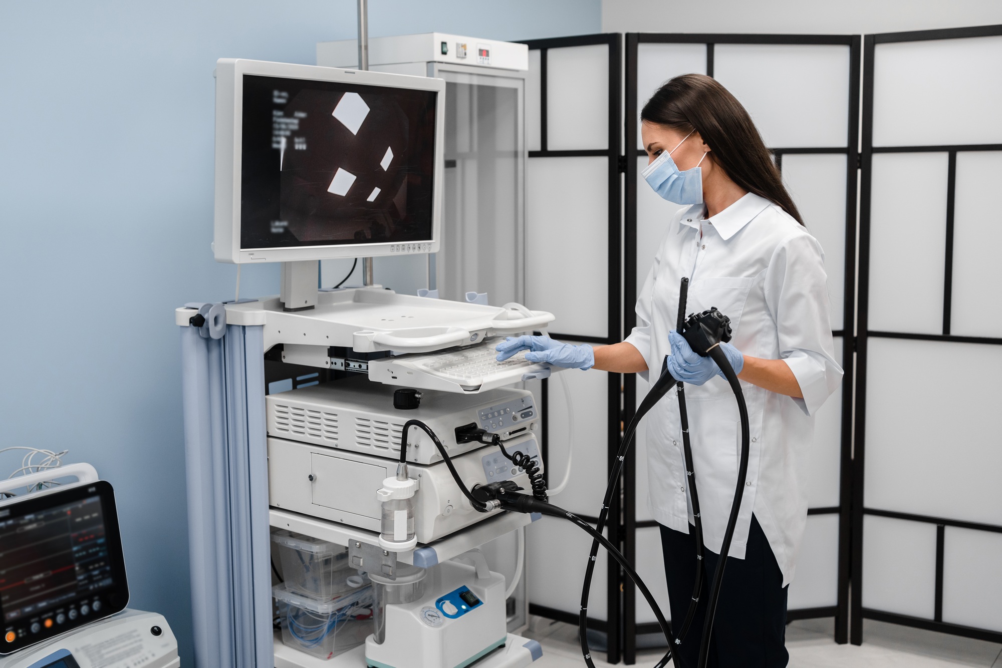 the female doctor is ready for gastroscopy endoscopy colonoscopy in modern clinic