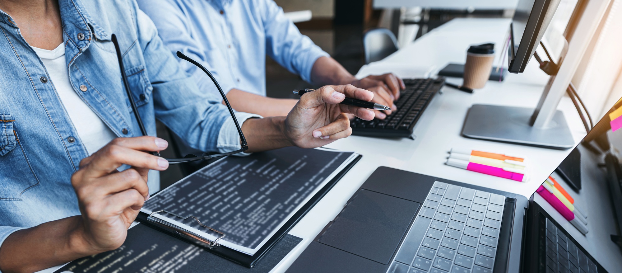 writing codes and typing data code technology, programmer cooper