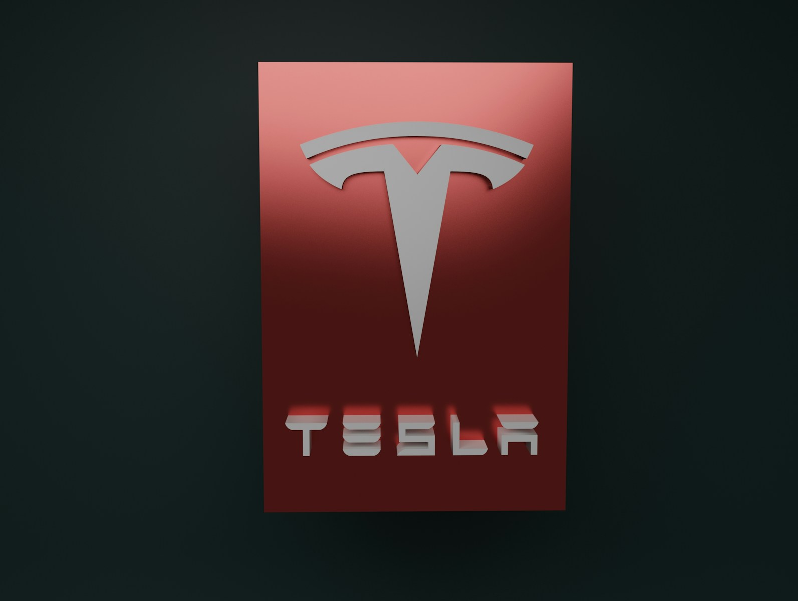 a red tesla logo on a black background