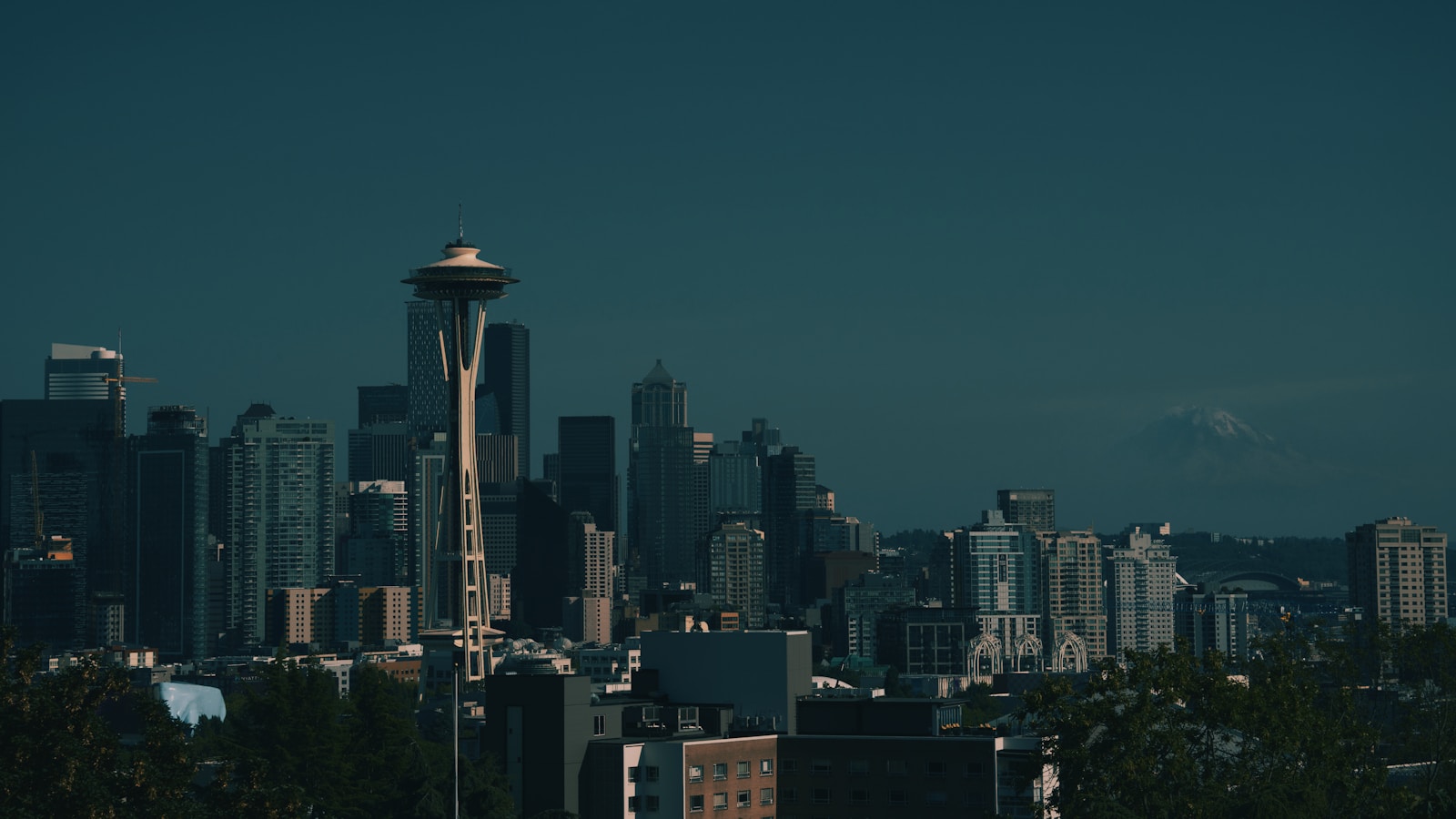 Seattle’s Big Tech Era Might Be Hitting a Reset city skyline during night time