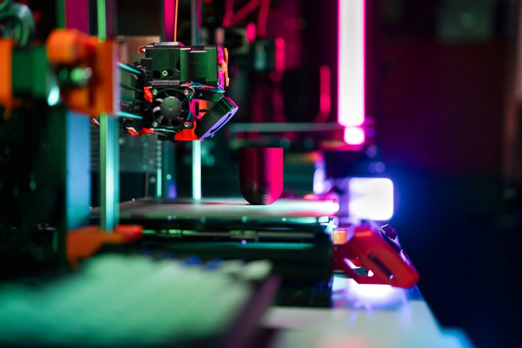 Close-up of a 3D printer in operation