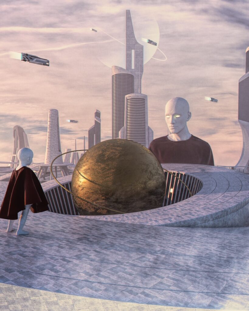 The 10 New Breakthrough Technologies of 2026 and How They’re Quietly Reshaping the World Futuristic city with large orb and figures