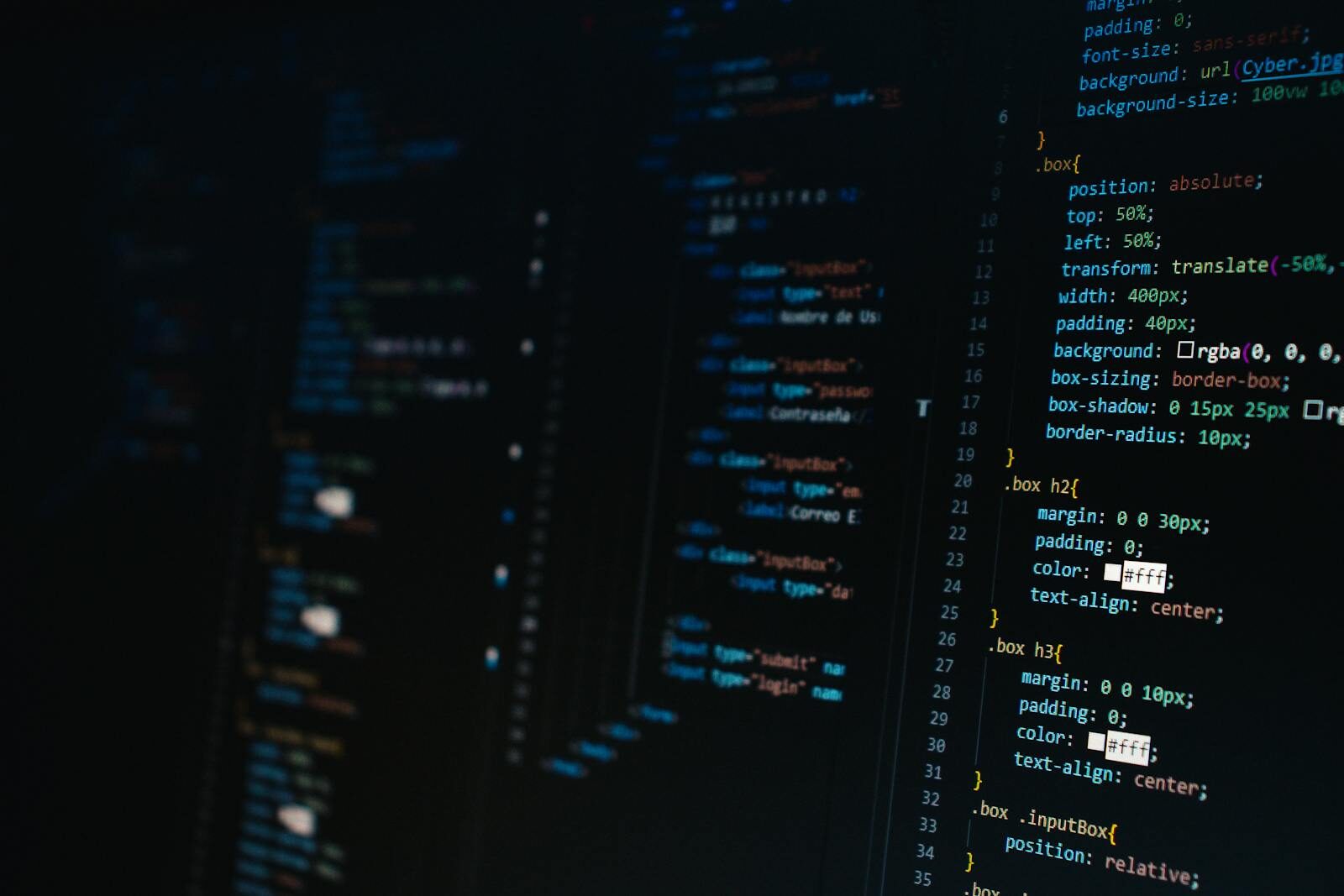 The Race Toward New Fully Automated Research Has Already Begun Detailed view of HTML and CSS code on a dark screen, representing modern web development.