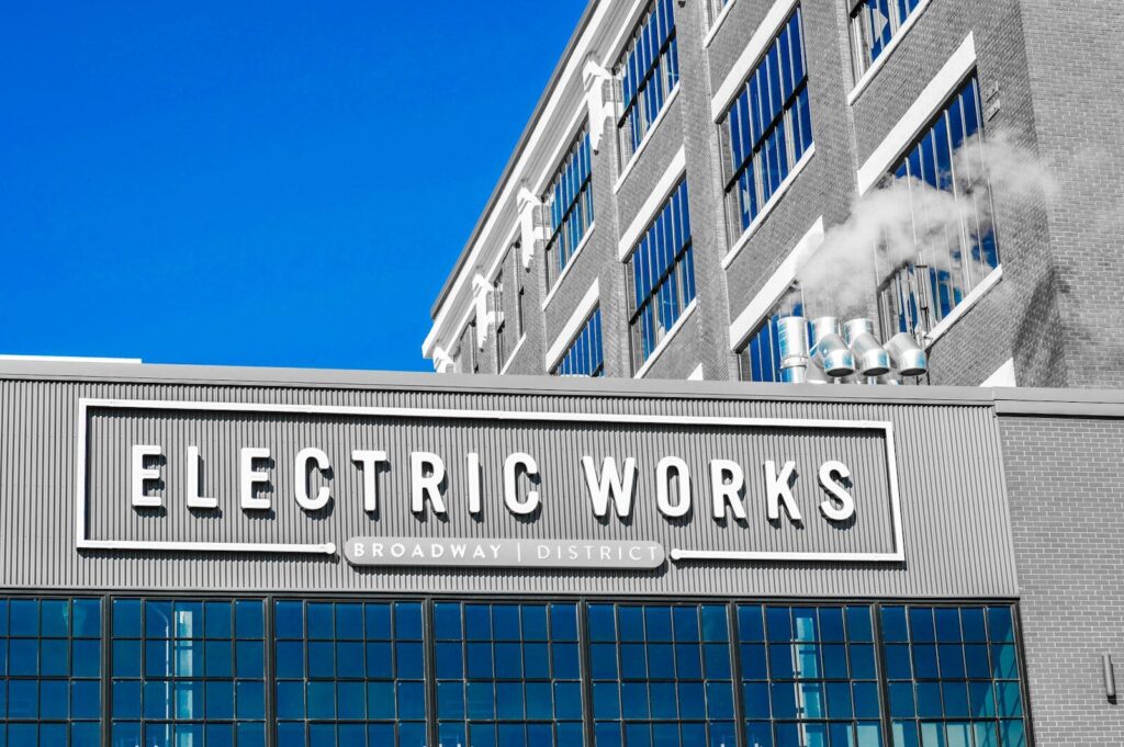 a building with a sign that says electric works