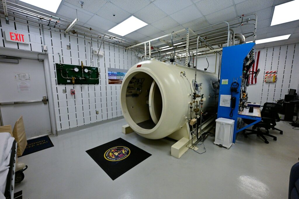 The Pentagon’s New Brain Trust on AI and Space Defense Large hyperbaric chamber in a medical room.
