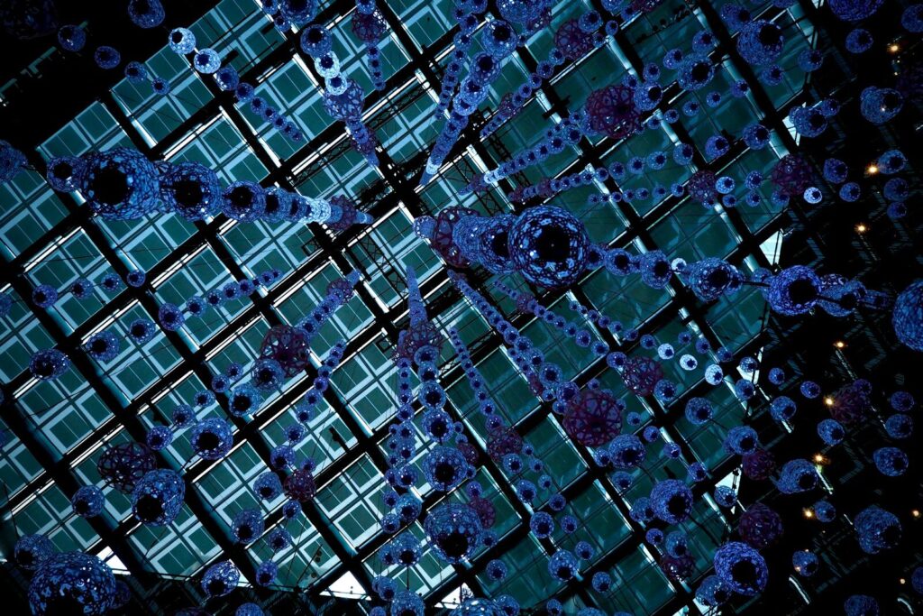 blue and black abstract painting