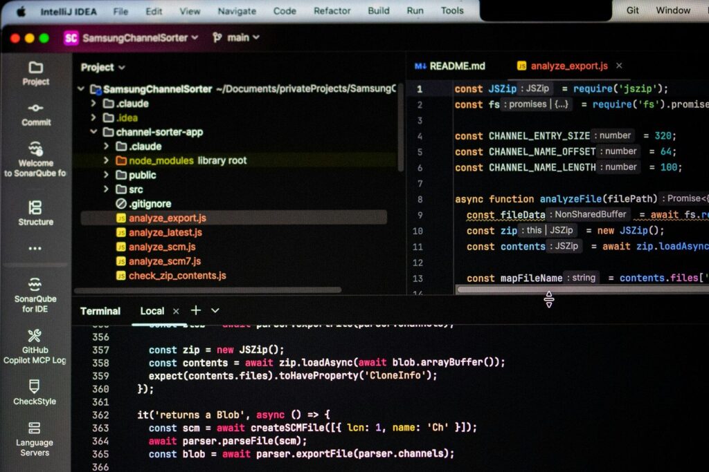 Computer screen displaying lines of code