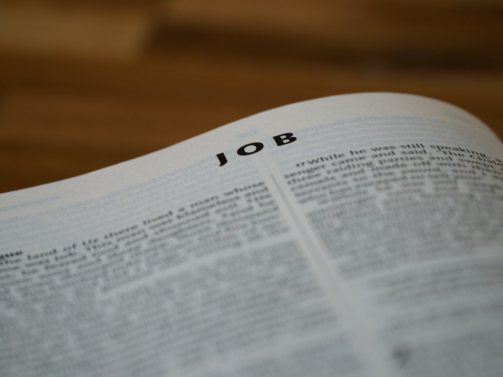 an open book with the word job written on it