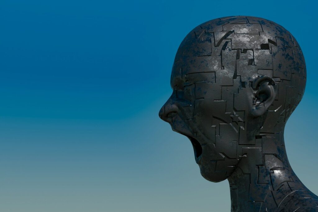 A statue of a person with a broken head