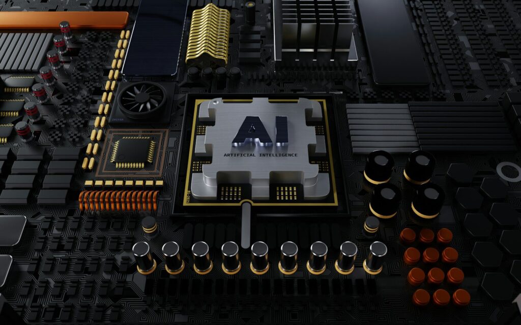 a close up of a computer motherboard with many components