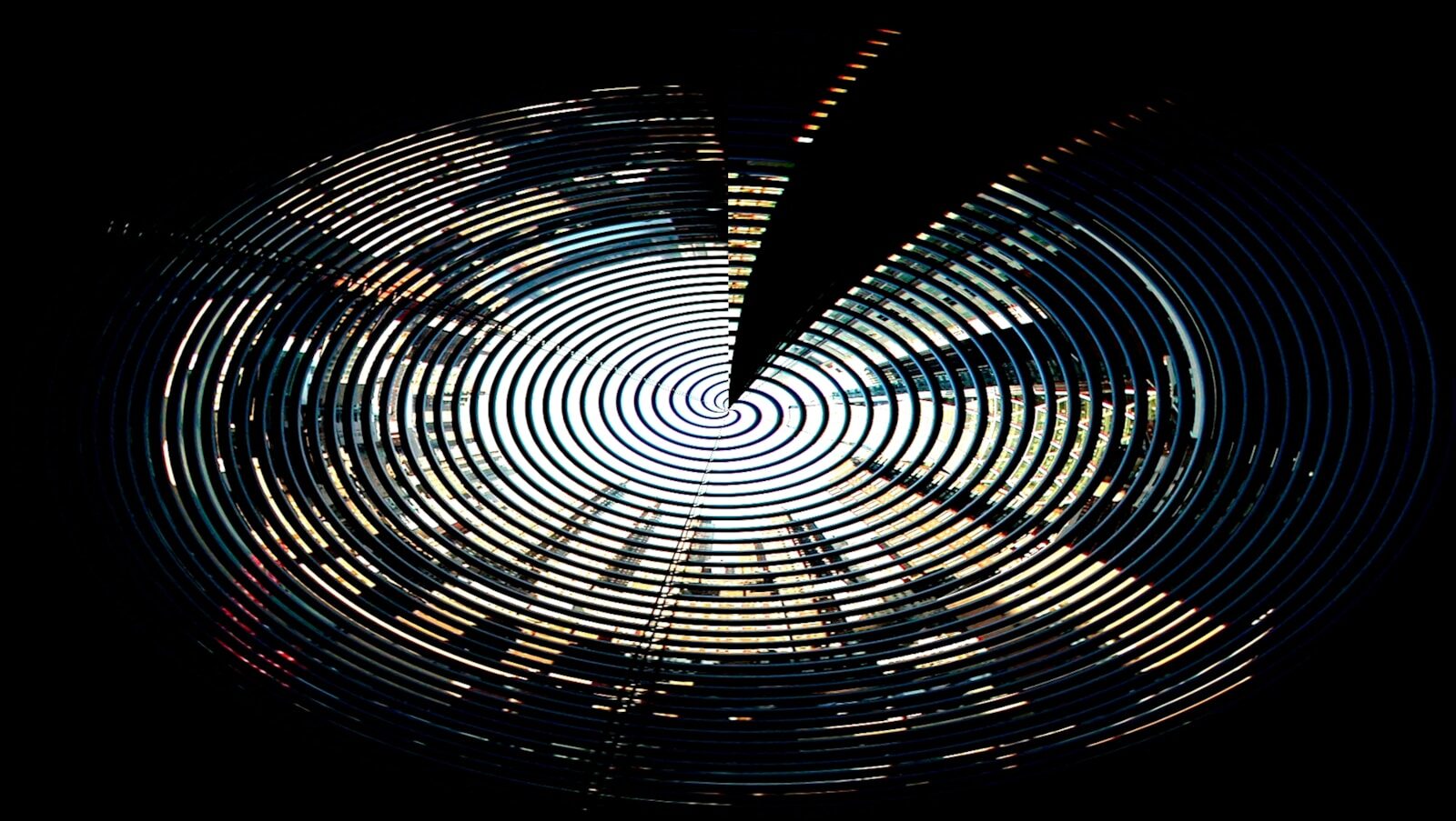 Abstract circular pattern with city lights