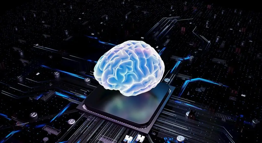 A brain over cpu represents artificial intelligence.