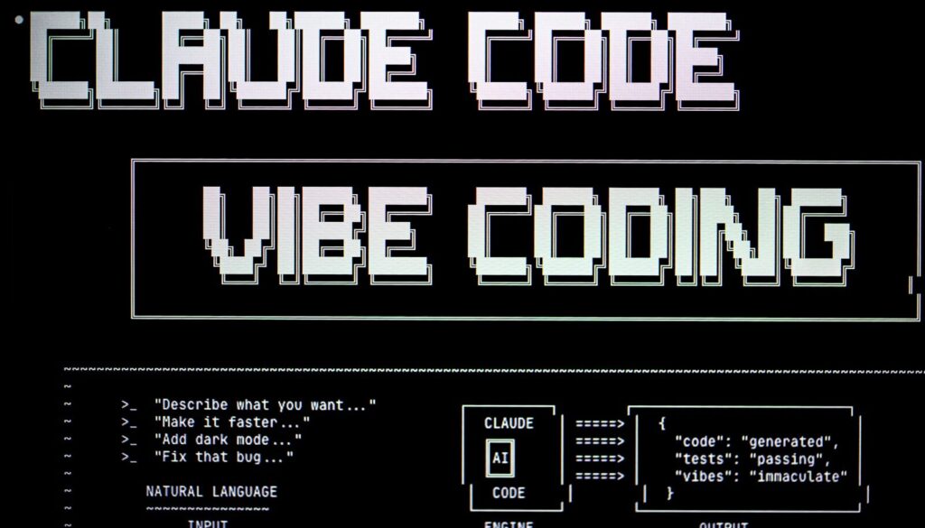 “Vibe Coding” Creating a New Generation of Fragile Software Pixelated text for claude code vibe coding