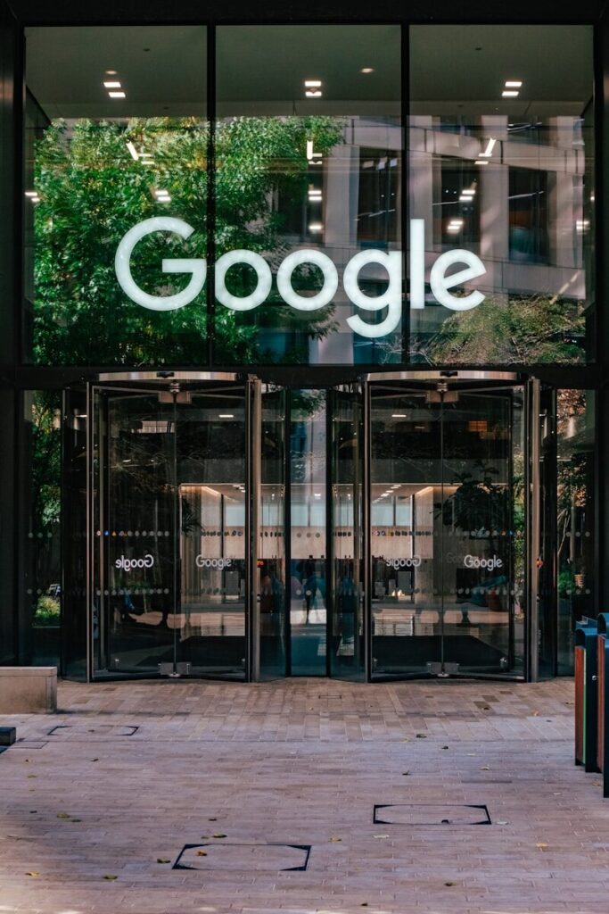A building with a google sign on the front of it