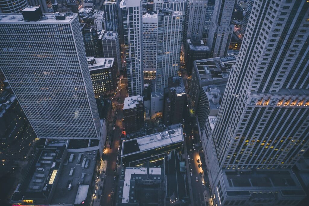 How Artificial Intelligence Is Transforming New Global Financial Markets high rise building from aerial view