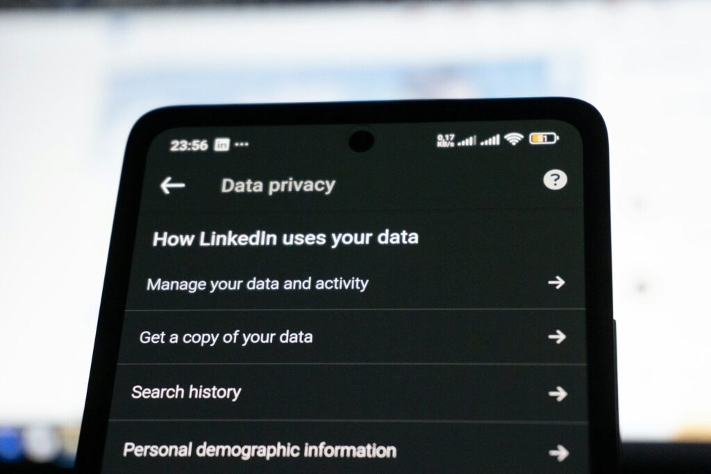 Why Technology Executives Are Facing Rising New Security Concerns Linkedin data privacy settings on a smartphone screen