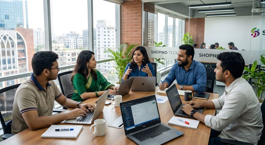 Nearly 200 Economists Warn About New AI's Impact on Jobs Five colleagues collaborating around a table in a modern office.